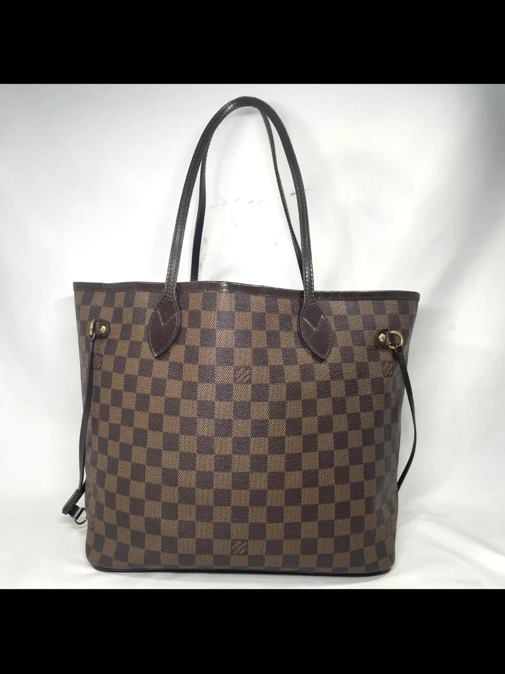 Louis Vuitton Brown Checkered Tote with Red Interior Trim